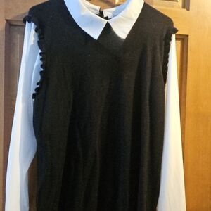 Black and Eggshell Multimedia Sweater